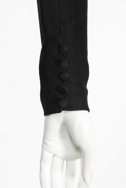 1949 Lanvin Haute Couture Sculpted Black Wool Documented Dress