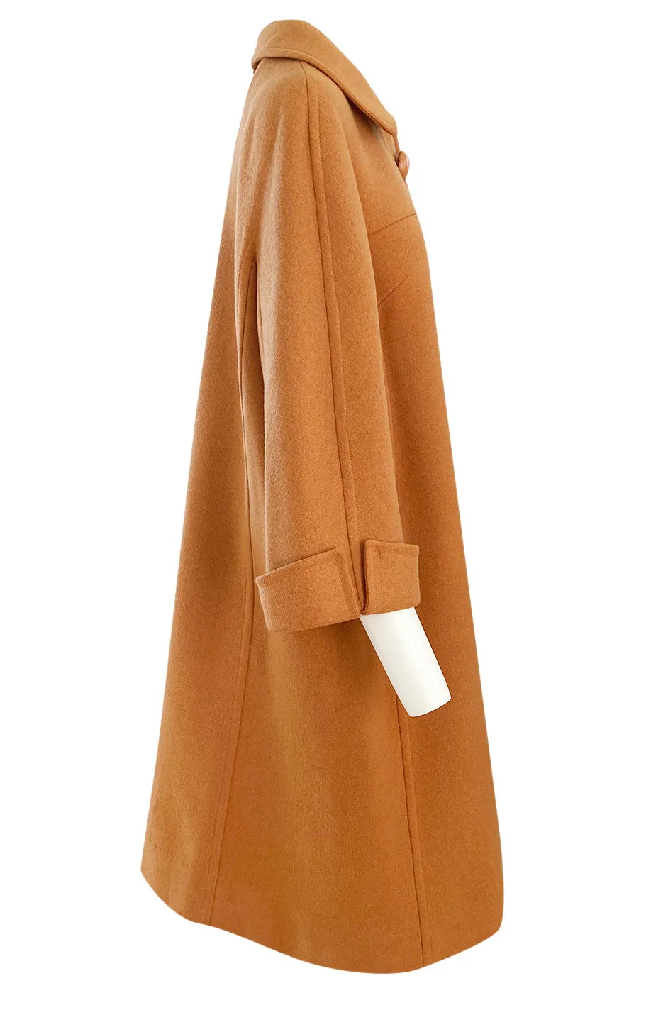 1950s Pierre Balmain Deep Mustard Orange Wool 'Blanket' Car Swing Coat