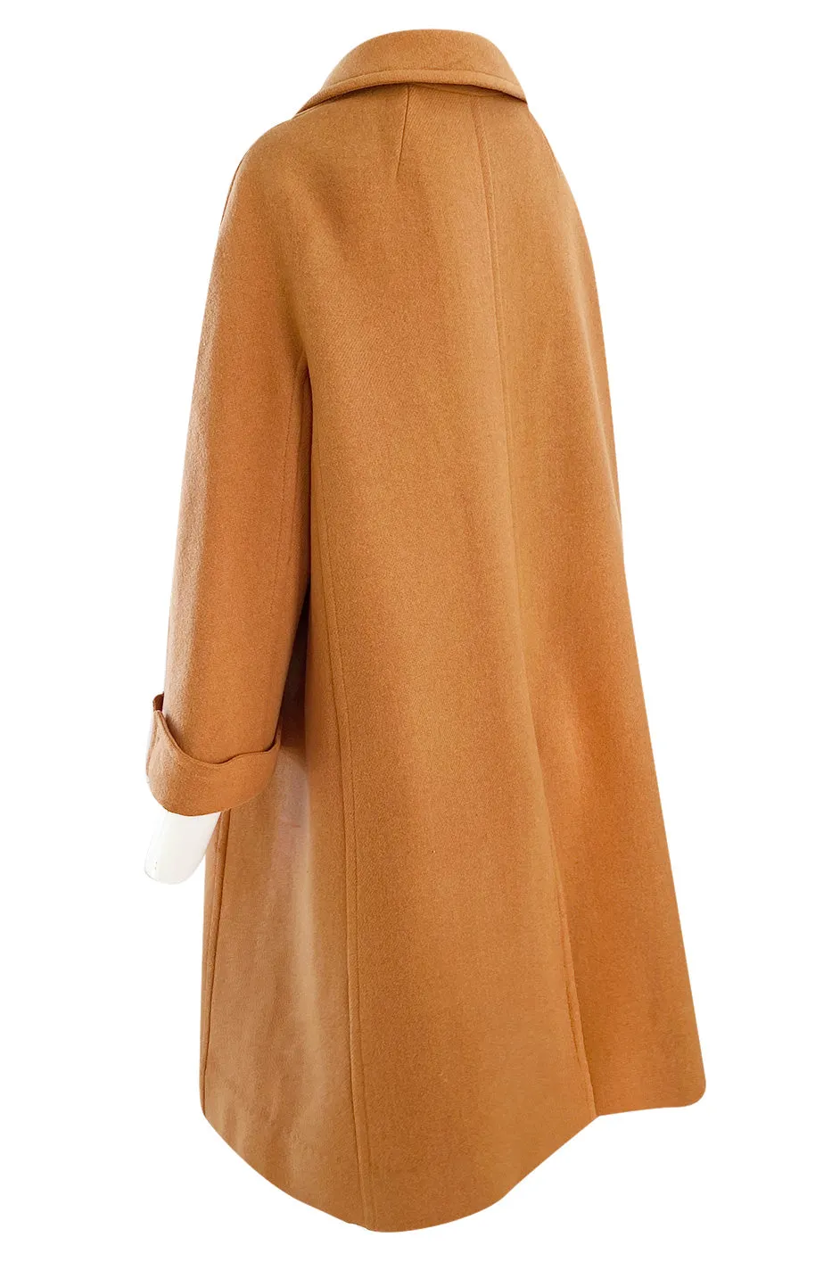 1950s Pierre Balmain Deep Mustard Orange Wool 'Blanket' Car Swing Coat