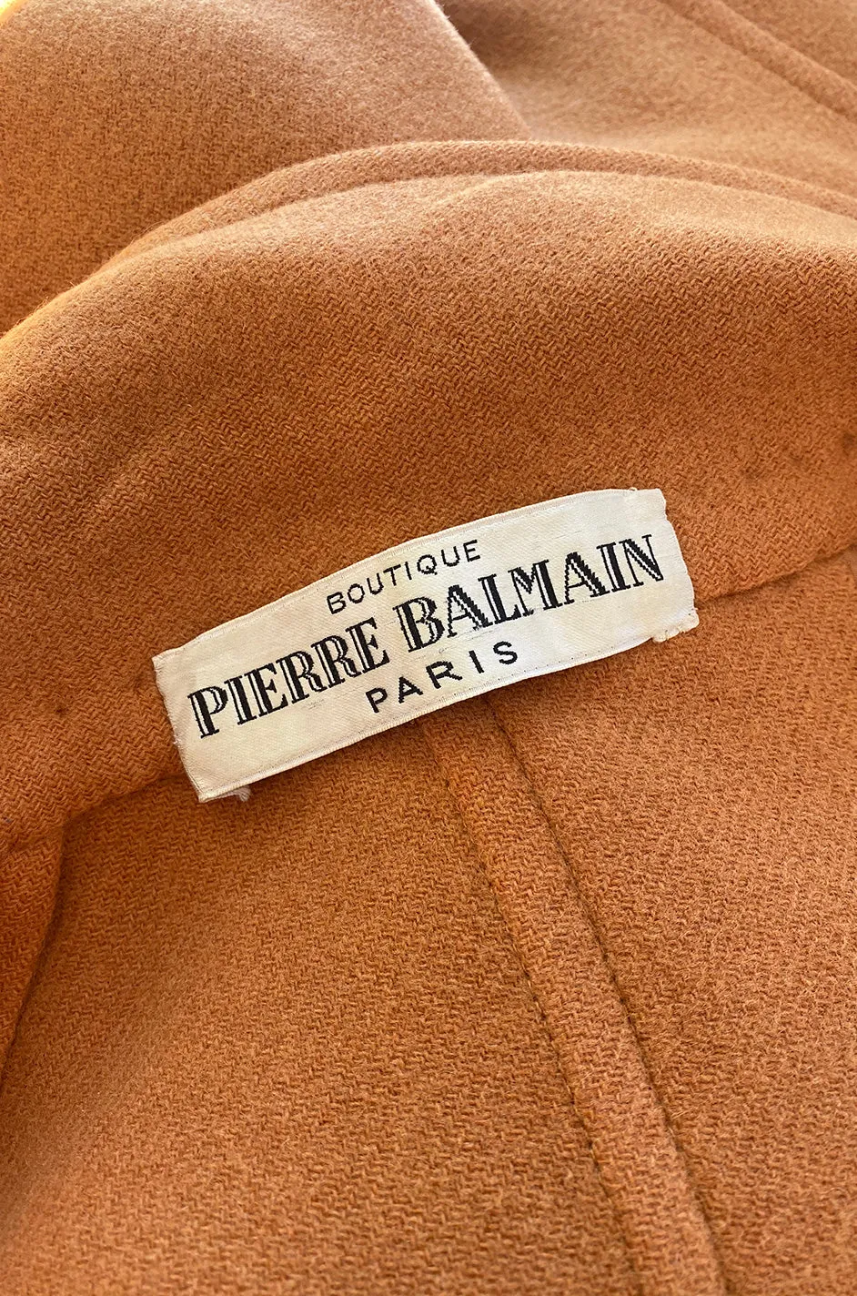 1950s Pierre Balmain Deep Mustard Orange Wool 'Blanket' Car Swing Coat