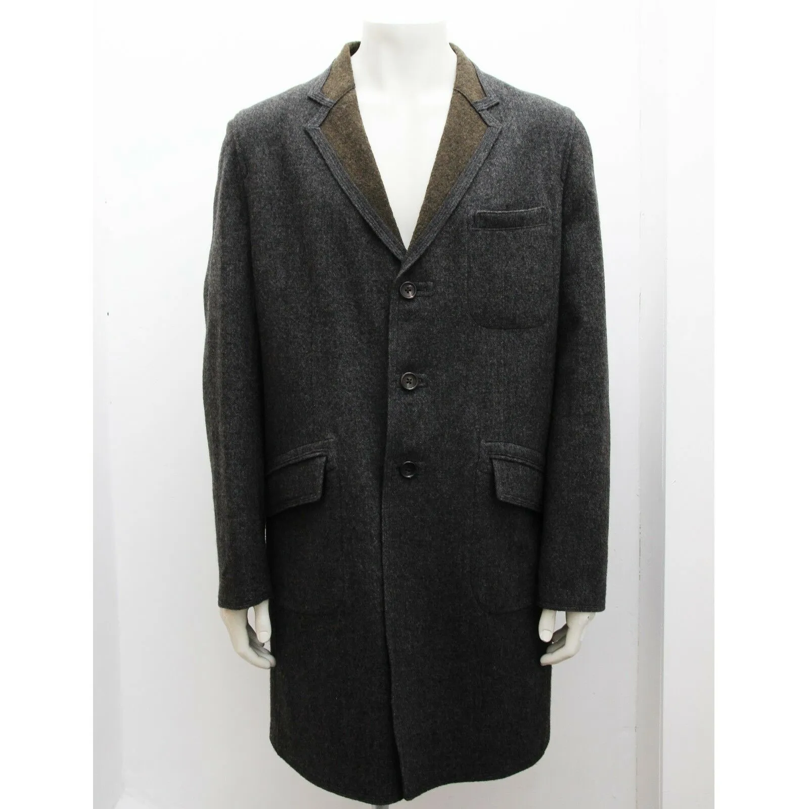 3/4 Length Grey Wool Coat Jacket