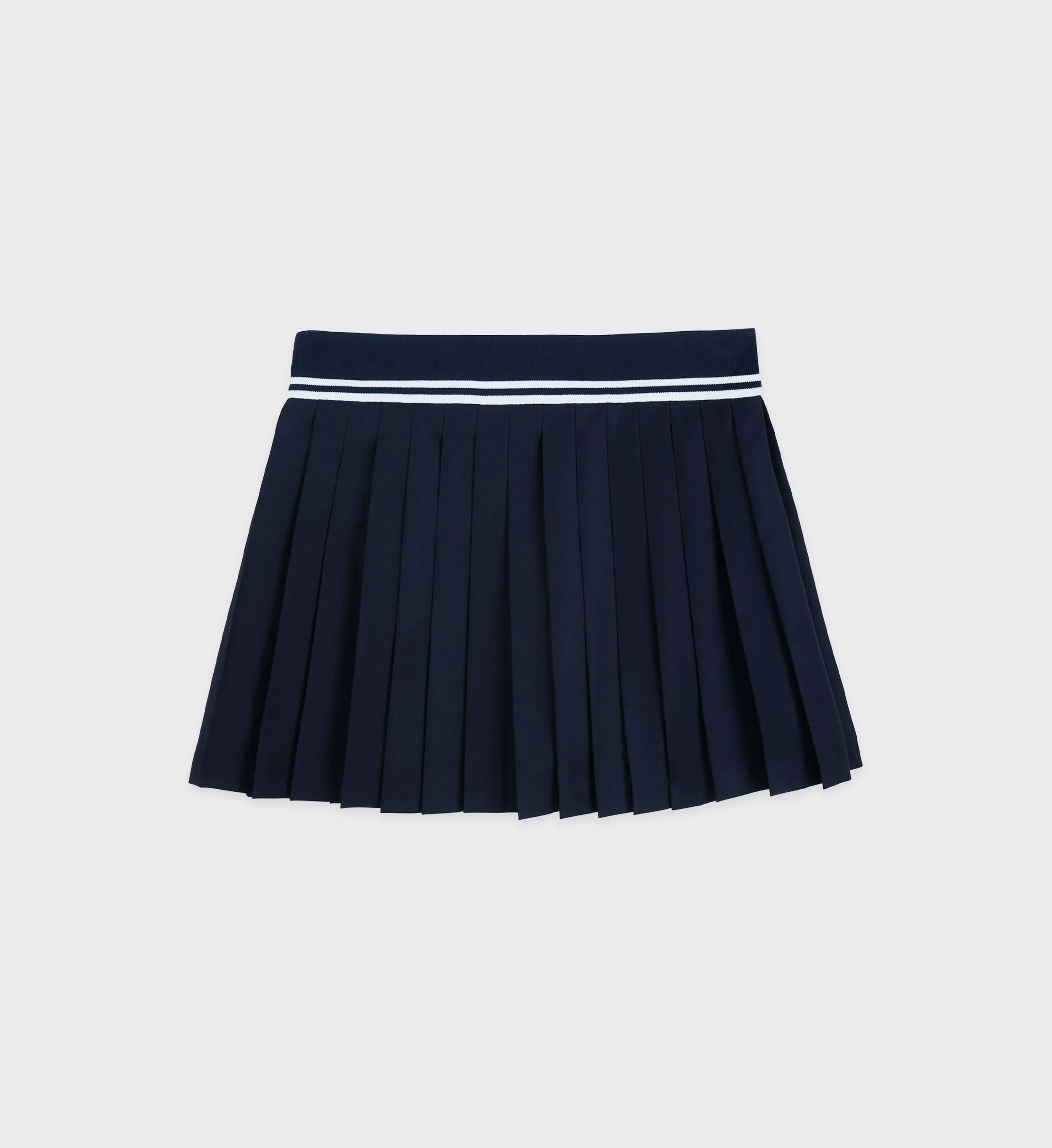 Abigail Wool Pleated Skirt - Navy/Off White