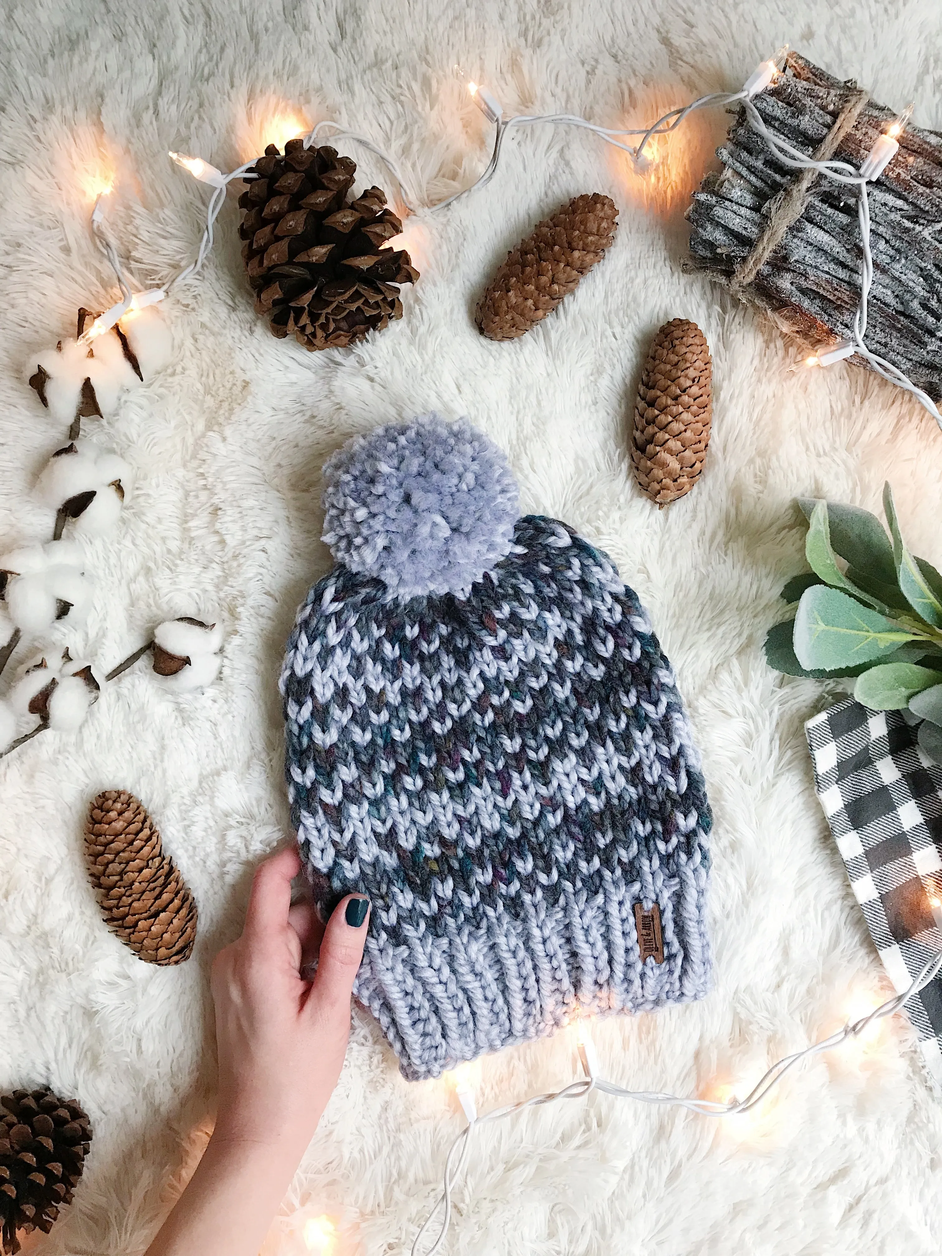 Adult Knitted Fair Isle Beanie with YARN Pom Pom // The Hallowell