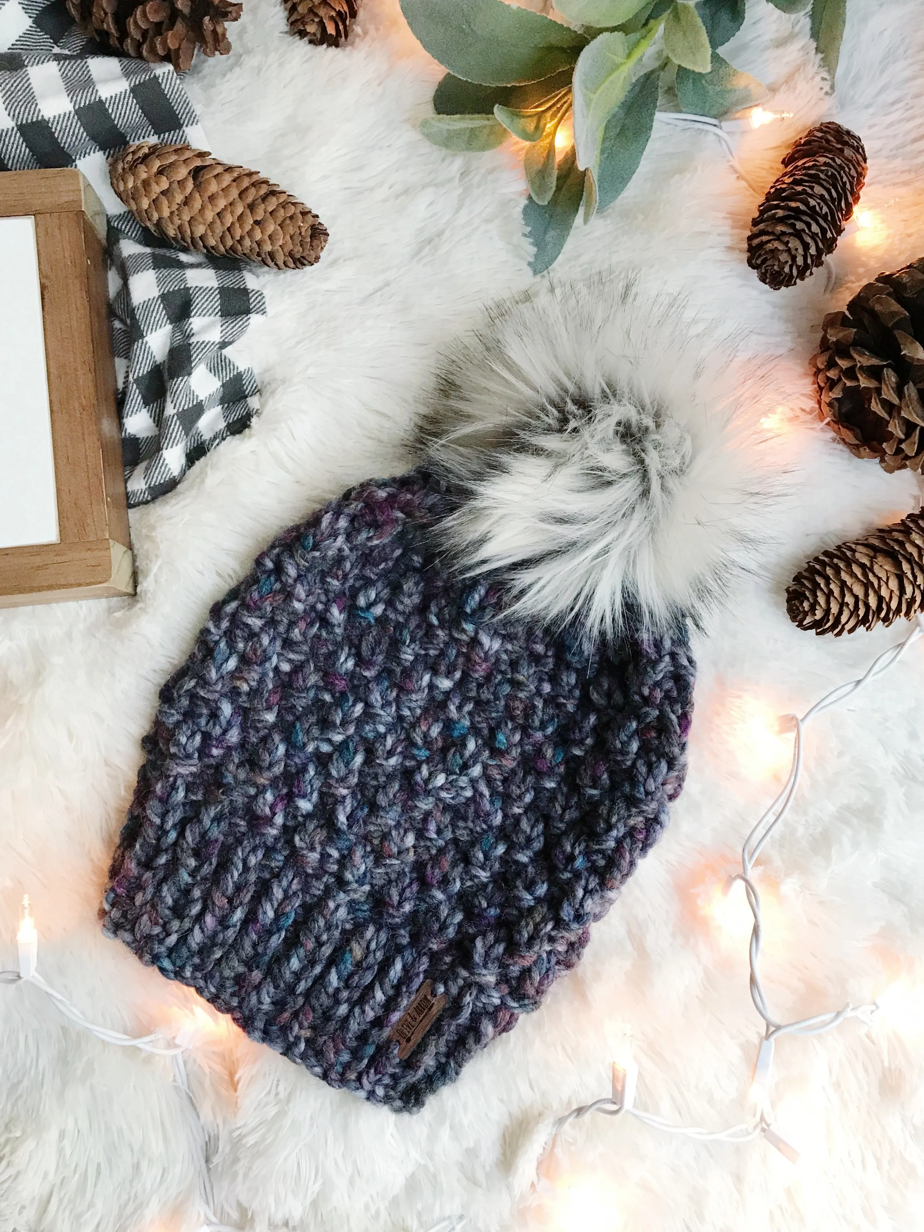 Adult Knitted Textured Beanie with Faux Fur Pom Pom // The Westbrook