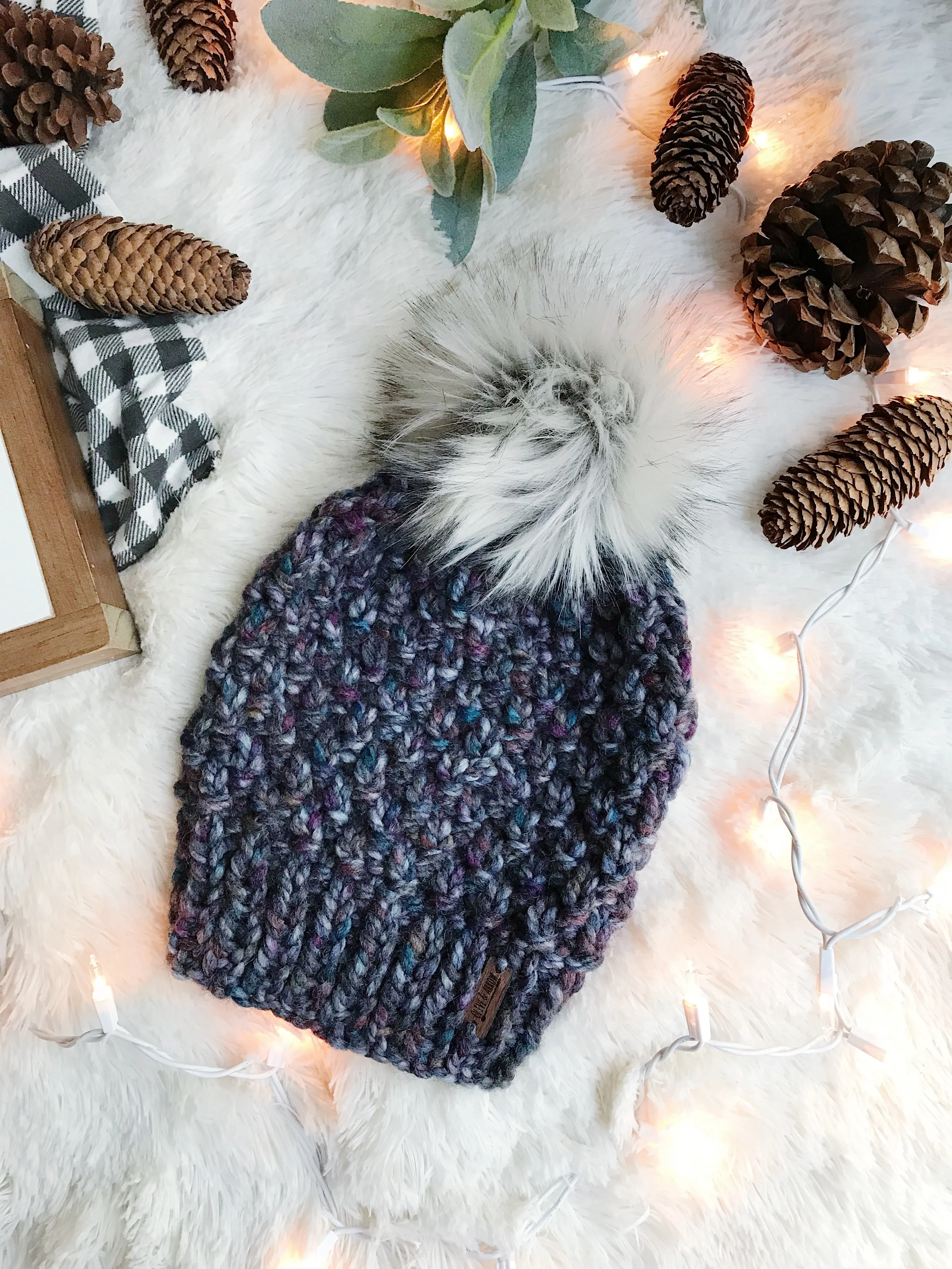 Adult Knitted Textured Beanie with Faux Fur Pom Pom // The Westbrook