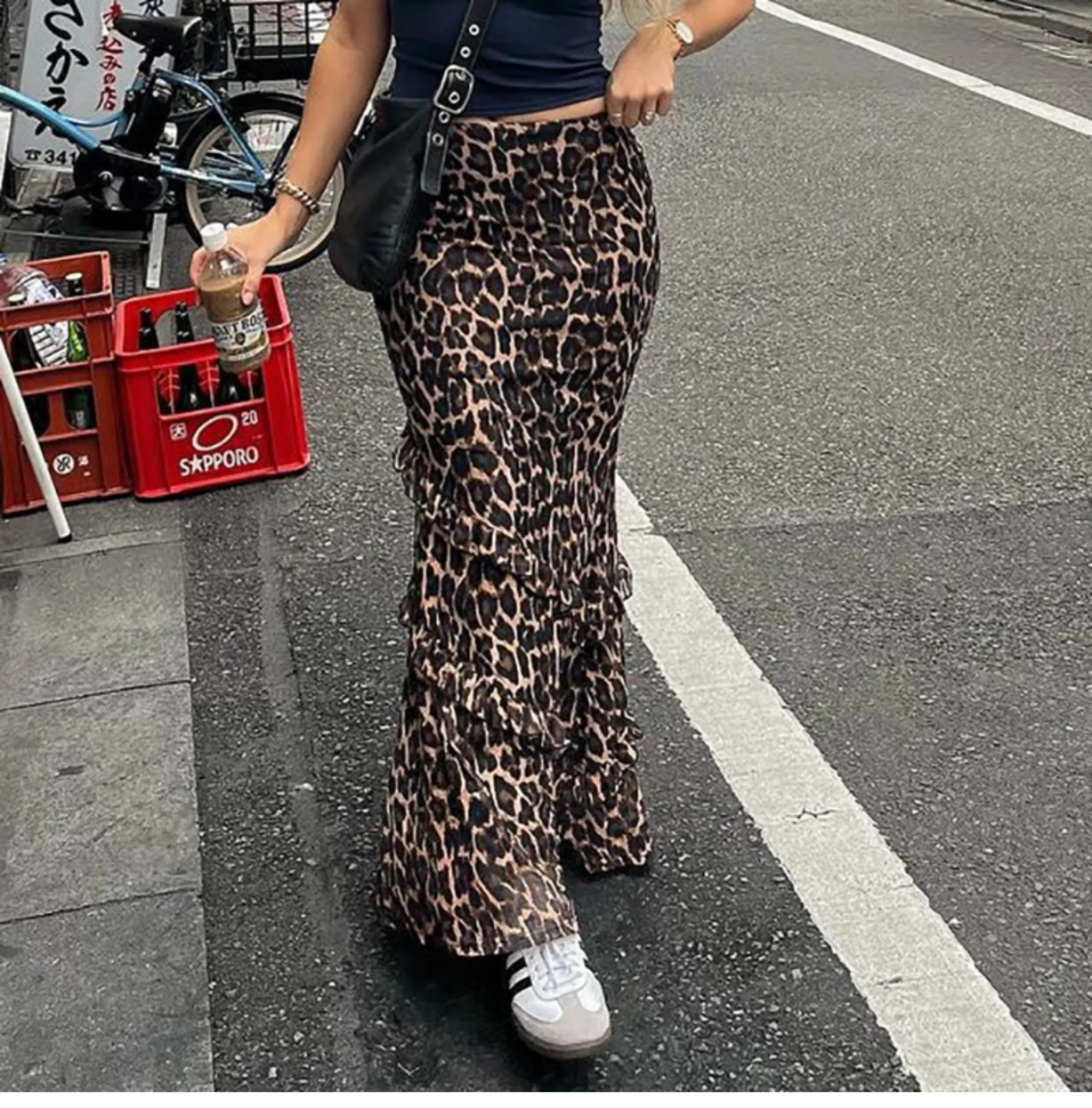 Ahria Mesh Leopard Maxi Skirt