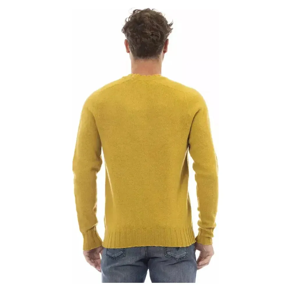 Alpha Studio Yellow Wool Men Sweater