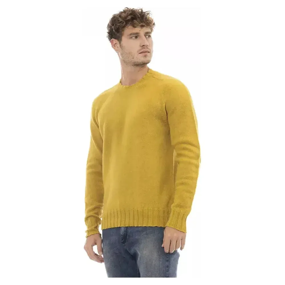 Alpha Studio Yellow Wool Men Sweater