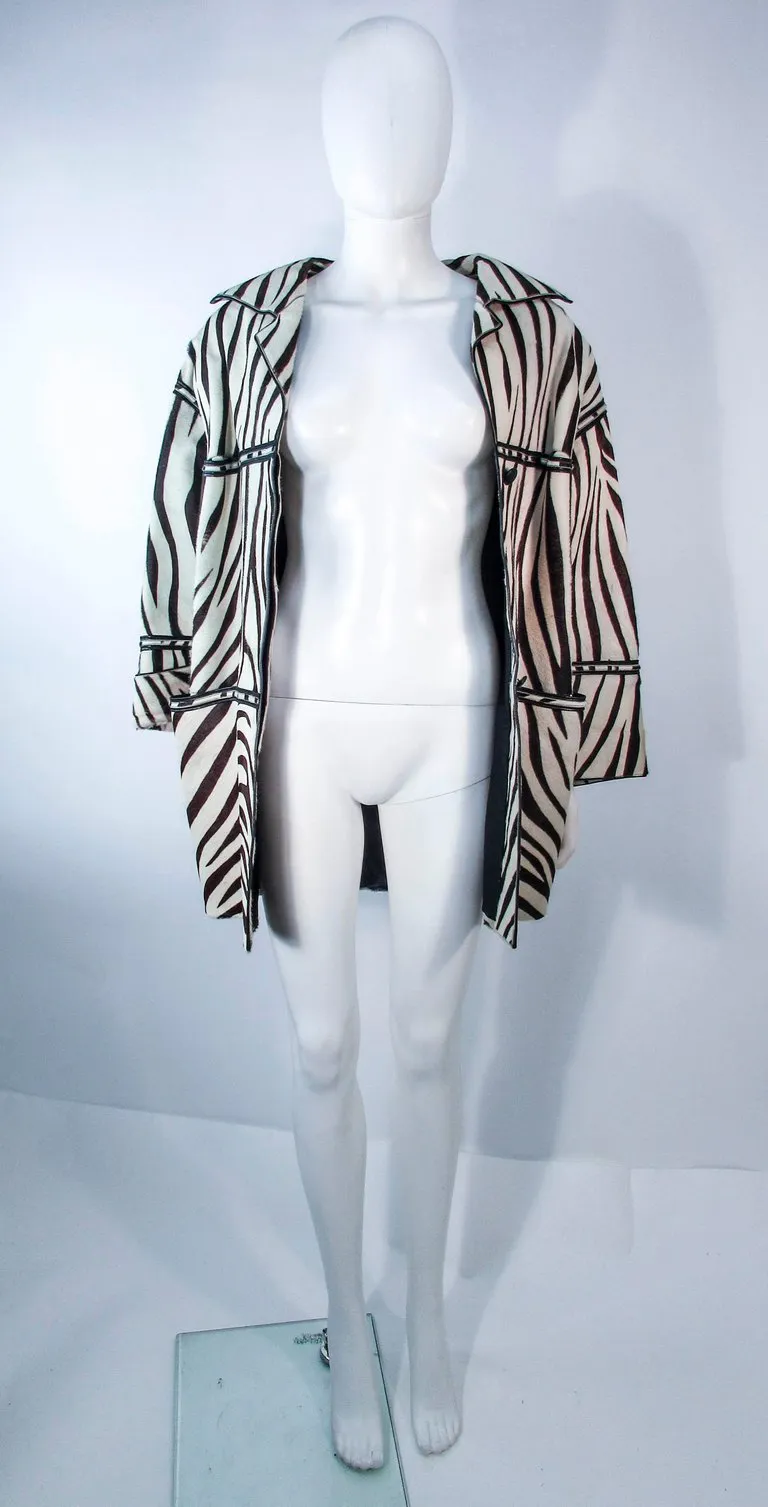 AMEN WARDY Zebra Pattern Cowhide Coat Size 4-8