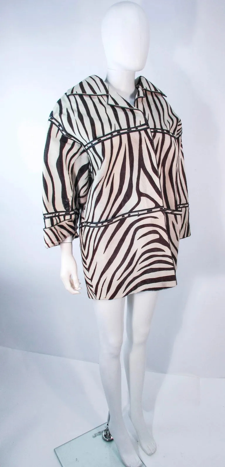 AMEN WARDY Zebra Pattern Cowhide Coat Size 4-8