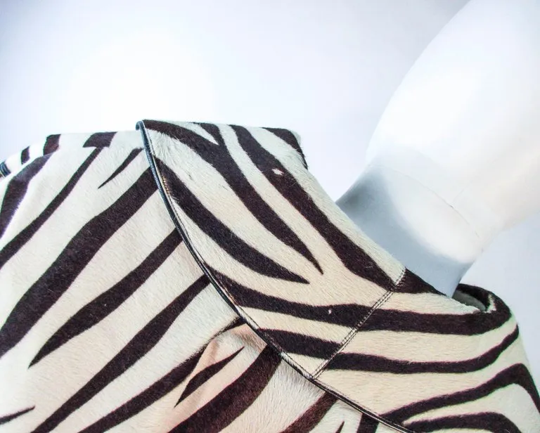 AMEN WARDY Zebra Pattern Cowhide Coat Size 4-8