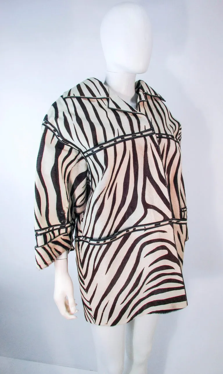 AMEN WARDY Zebra Pattern Cowhide Coat Size 4-8