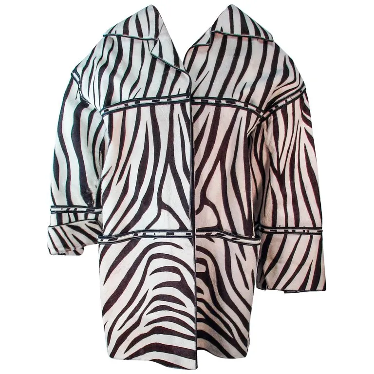 AMEN WARDY Zebra Pattern Cowhide Coat Size 4-8