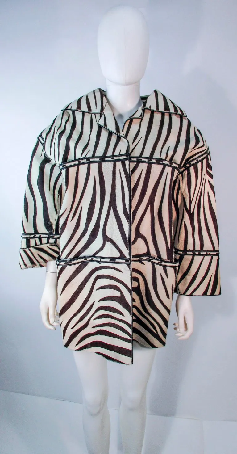 AMEN WARDY Zebra Pattern Cowhide Coat Size 4-8