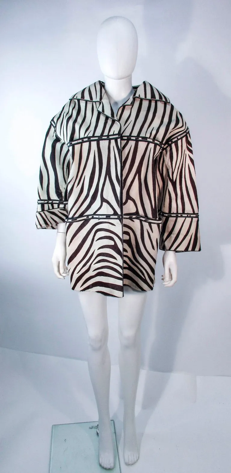 AMEN WARDY Zebra Pattern Cowhide Coat Size 4-8