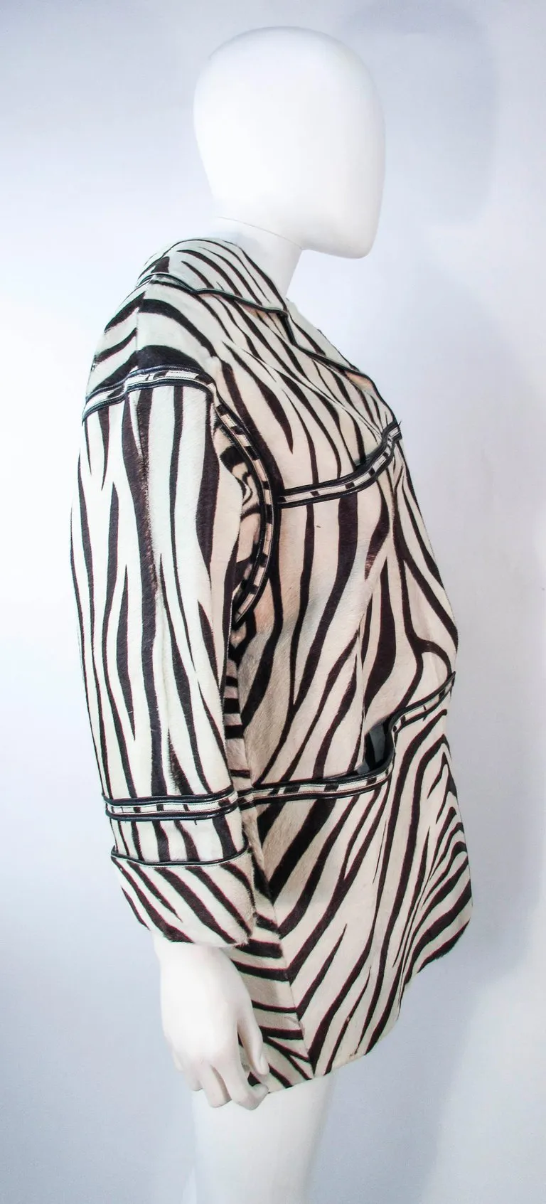 AMEN WARDY Zebra Pattern Cowhide Coat Size 4-8