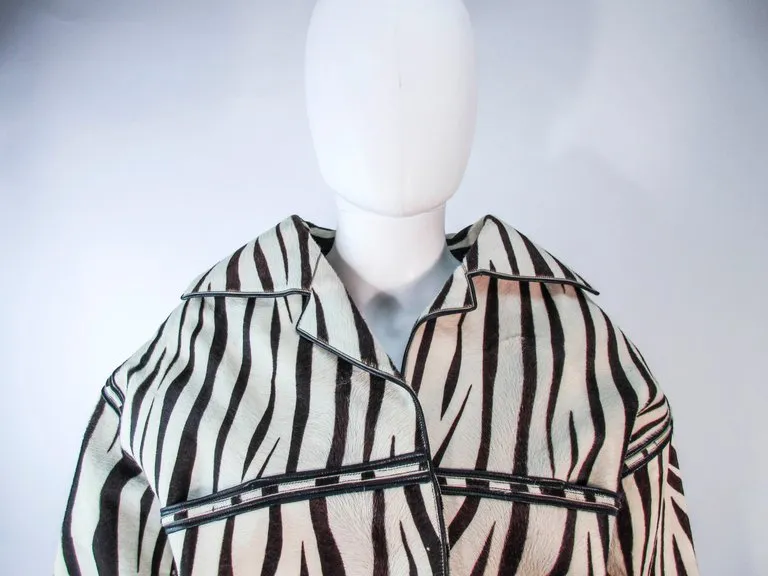 AMEN WARDY Zebra Pattern Cowhide Coat Size 4-8