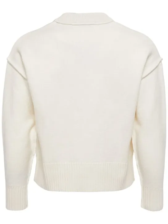 AMI Paris   Logo wool knit crewneck sweater 