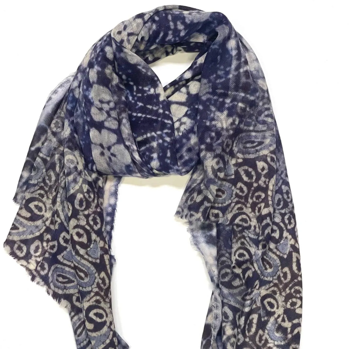 Amina Wool Scarf/Wrap Navy Purple