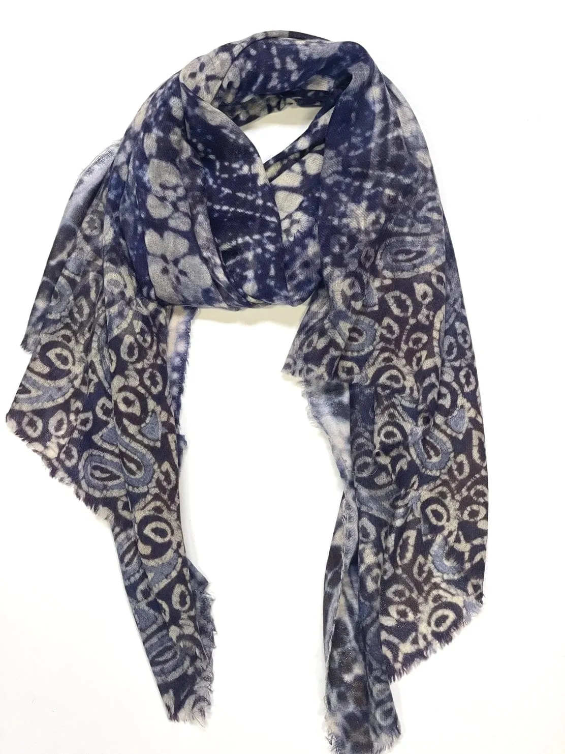 Amina Wool Scarf/Wrap Navy Purple