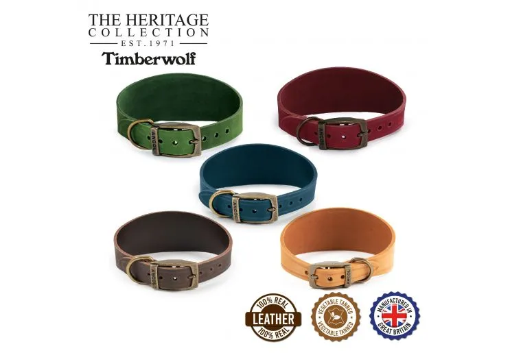 Ancol - Timberwolf Leather Hound Collar - Sable - Greyhound (34-43cm)