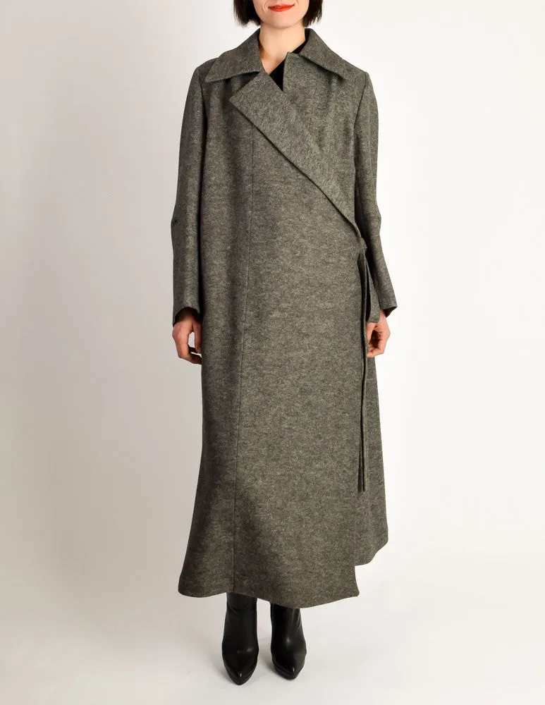 Ann Demeulemeester Vintage Grey Felted Wool Wrap Coat