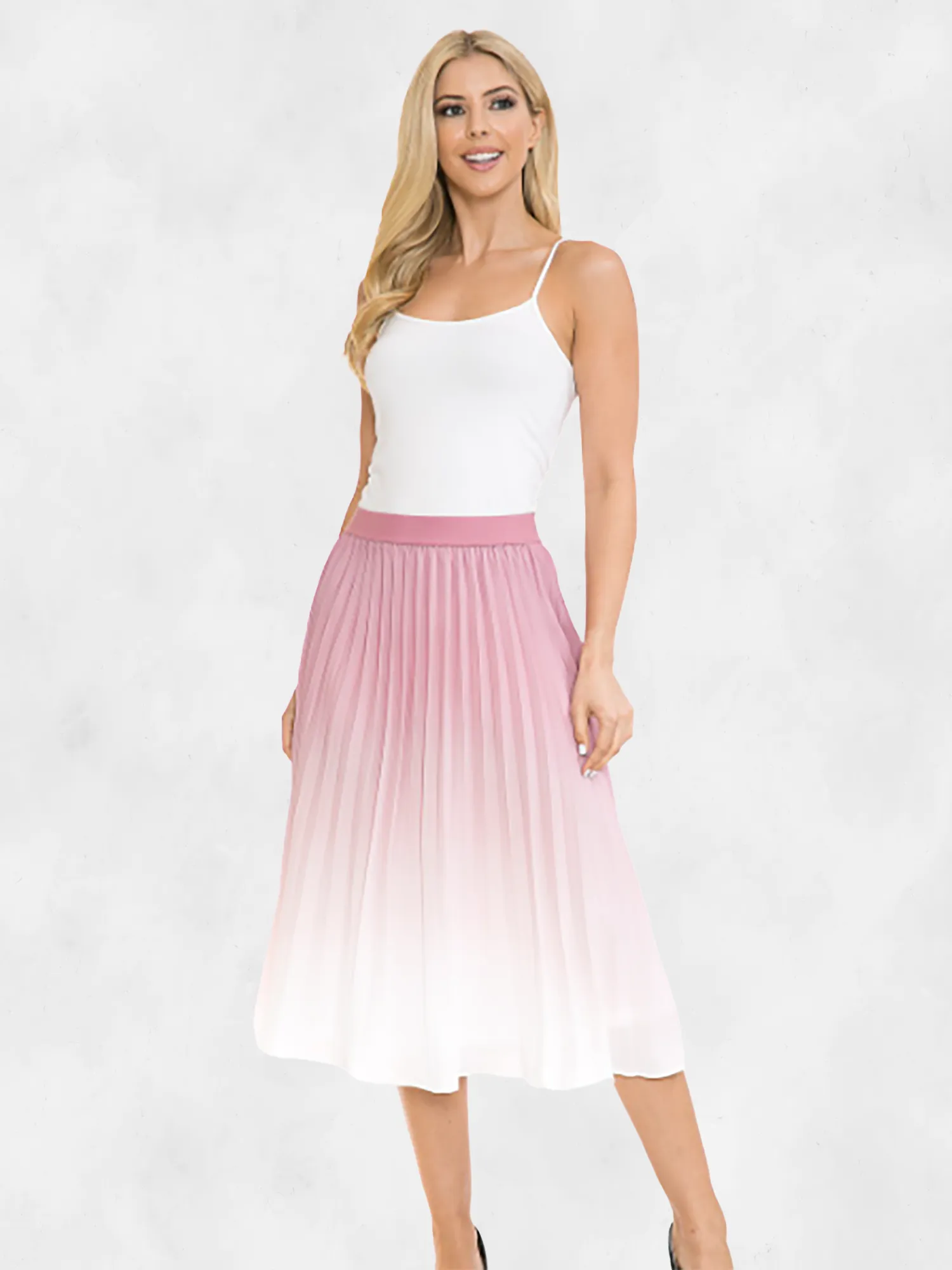 ANNVA USA High Waist Pleated A-line Swing Skirt