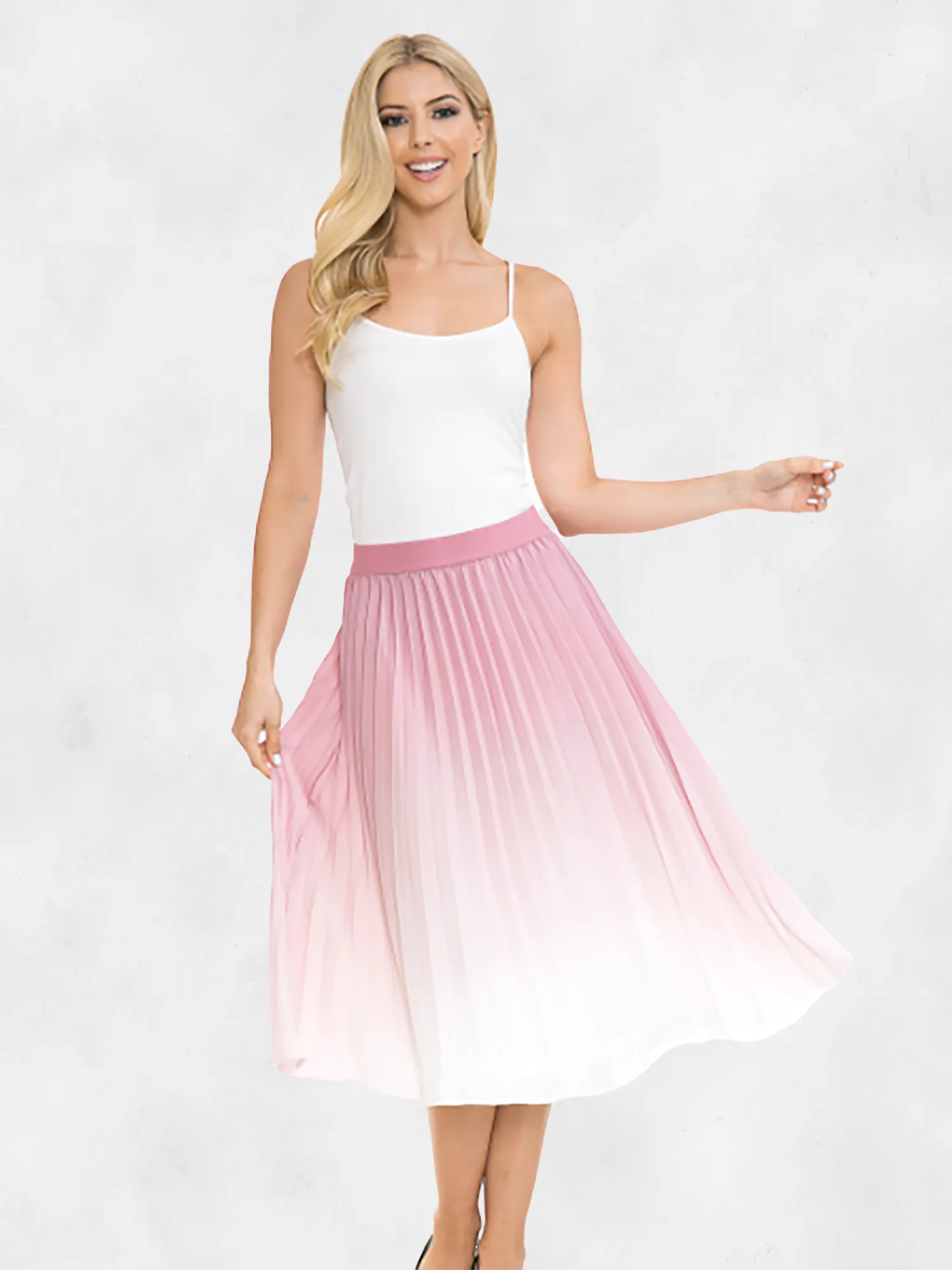 ANNVA USA High Waist Pleated A-line Swing Skirt