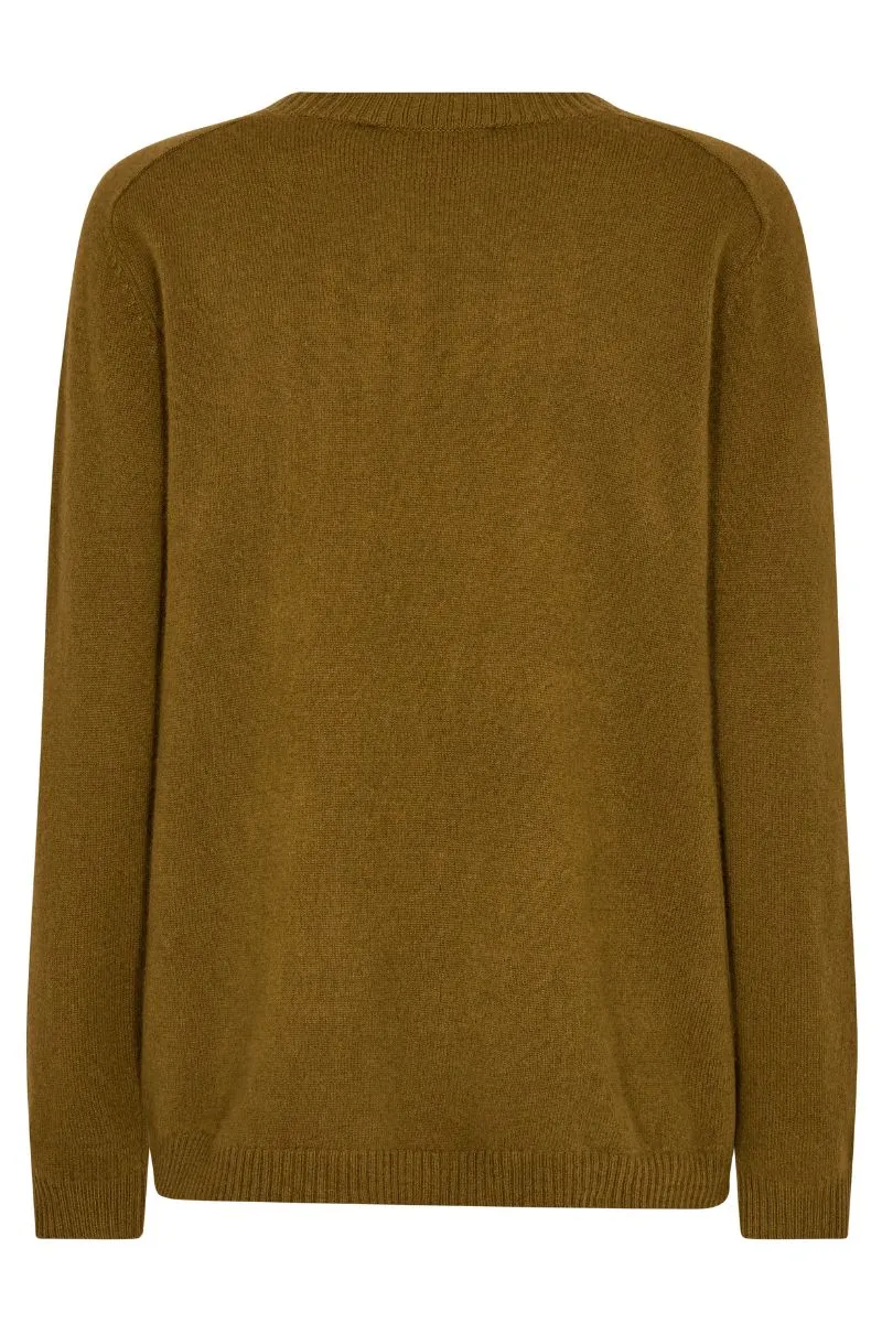 Arlie Cashmere V-Neck Knit | Fir Green | Strik fra Mos Mosh