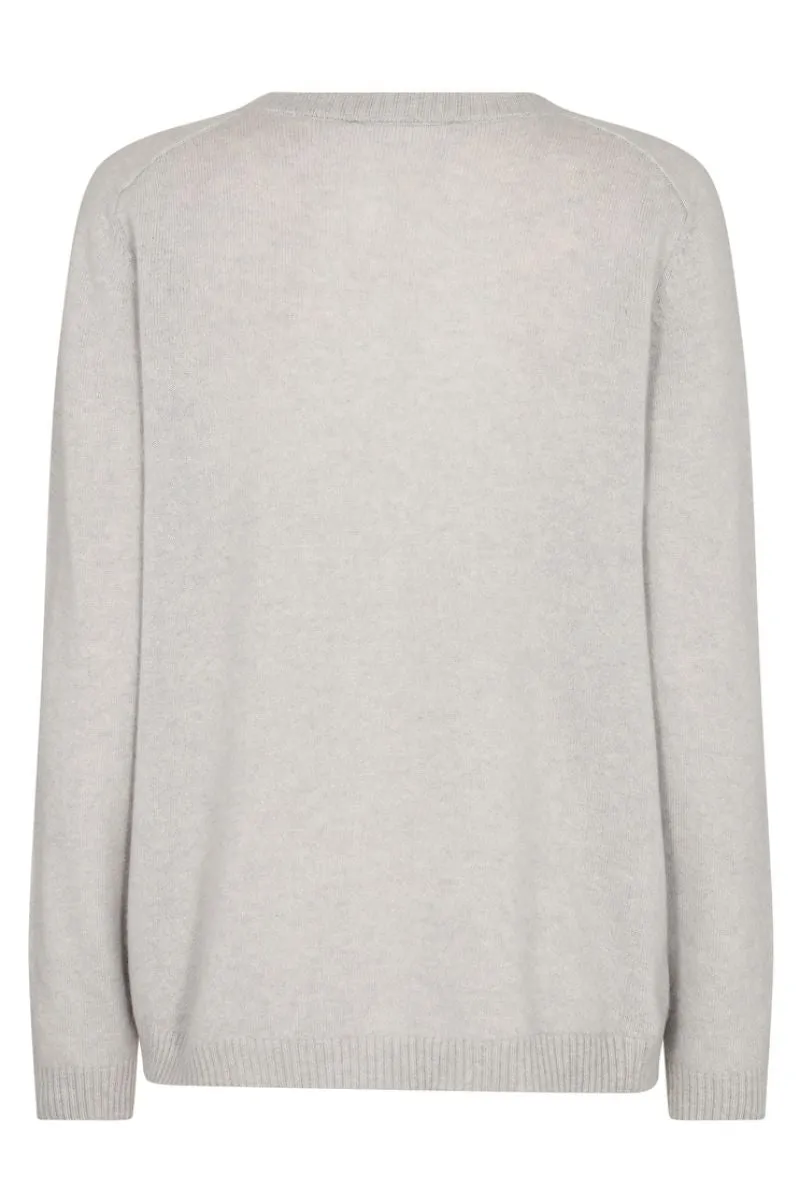 Arlie Cashmere V-Neck Knit | Quiet Gray | Strik fra Mos Mosh