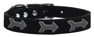 Arrow Widget Genuine Leather Dog Collar Black 22