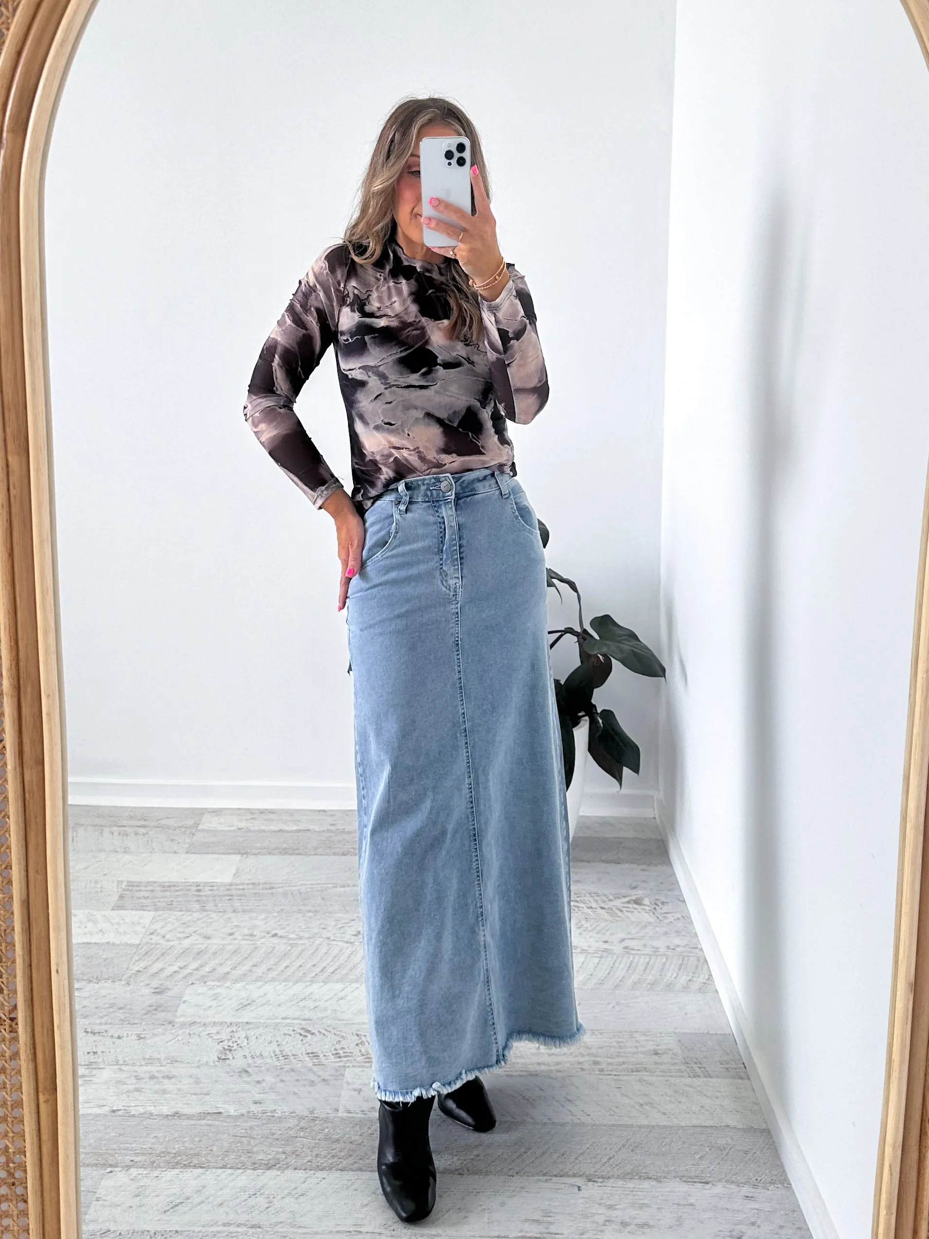 Asher Denim Maxi Skirt - Blue