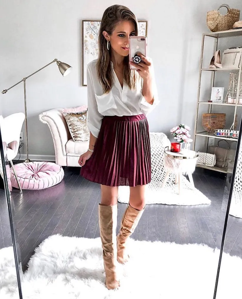 ASOS Maroon Pleated Skirt NWT- Size 0 Petite