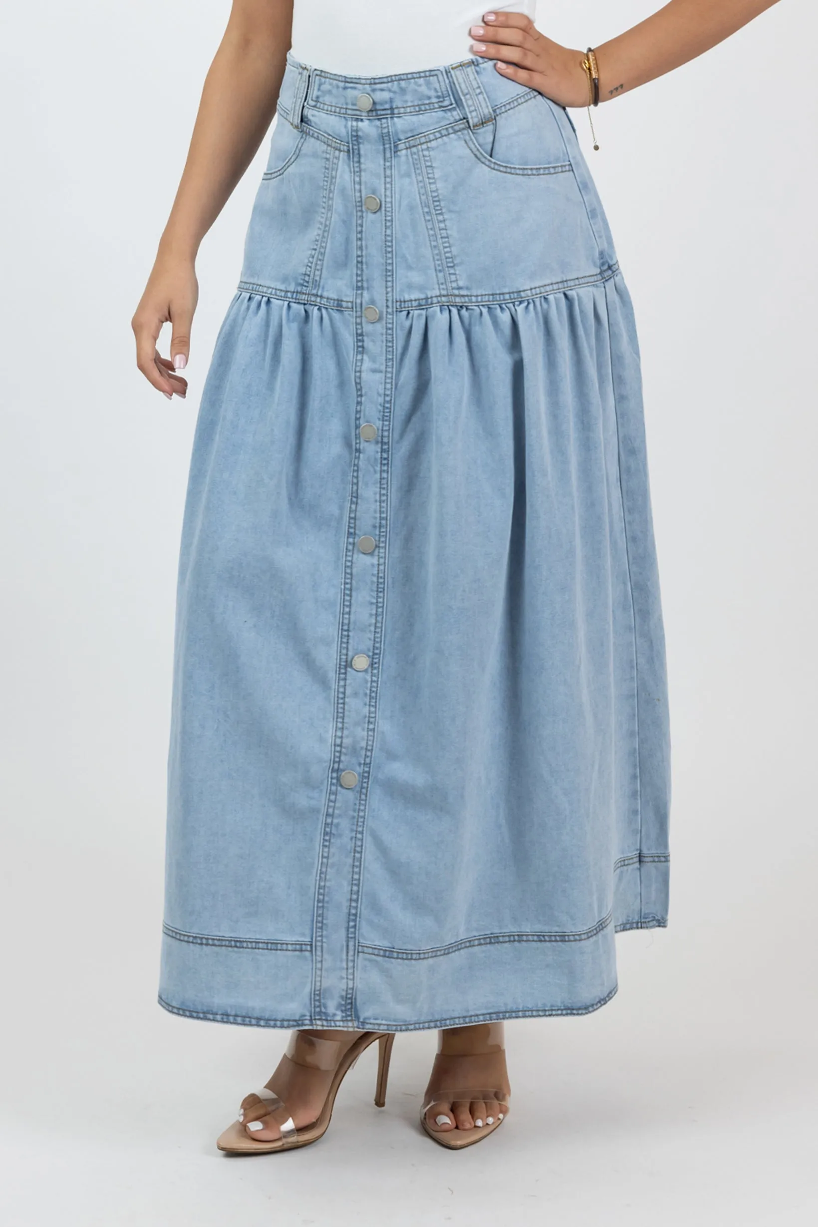 Azura Denim Maxi Skirt