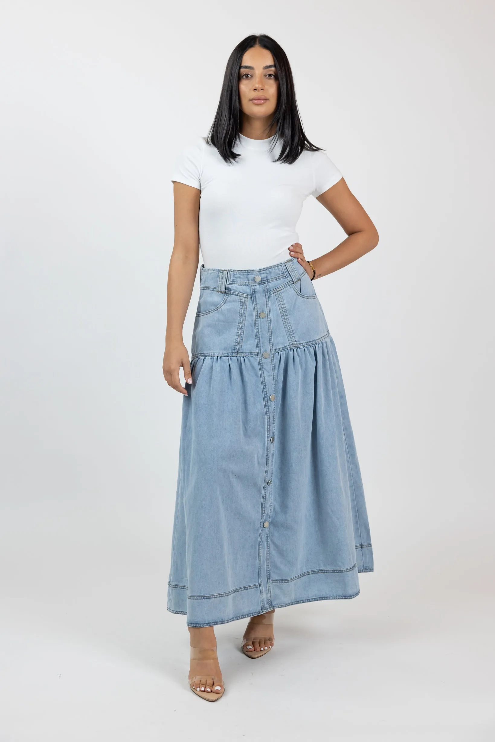 Azura Denim Maxi Skirt