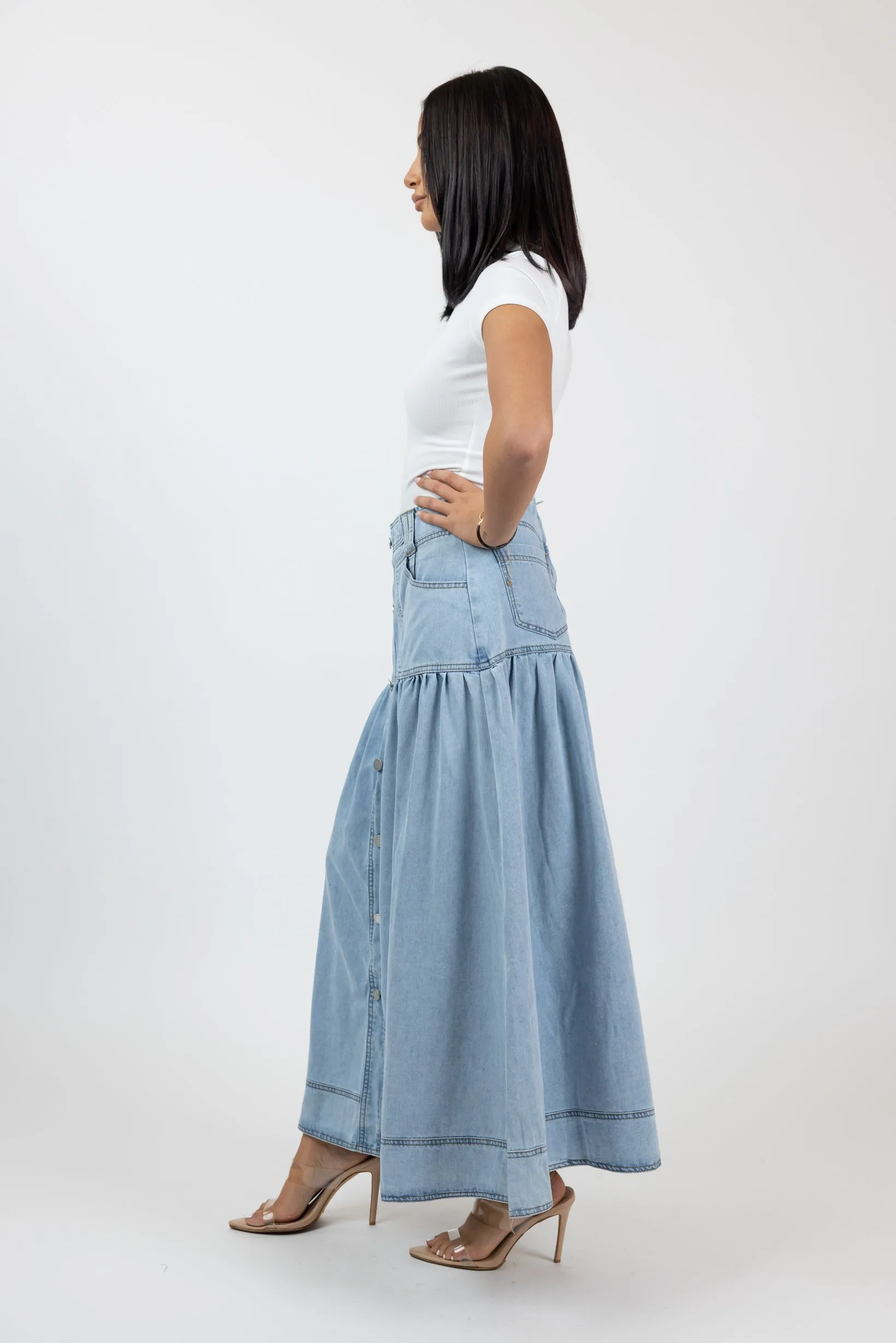 Azura Denim Maxi Skirt