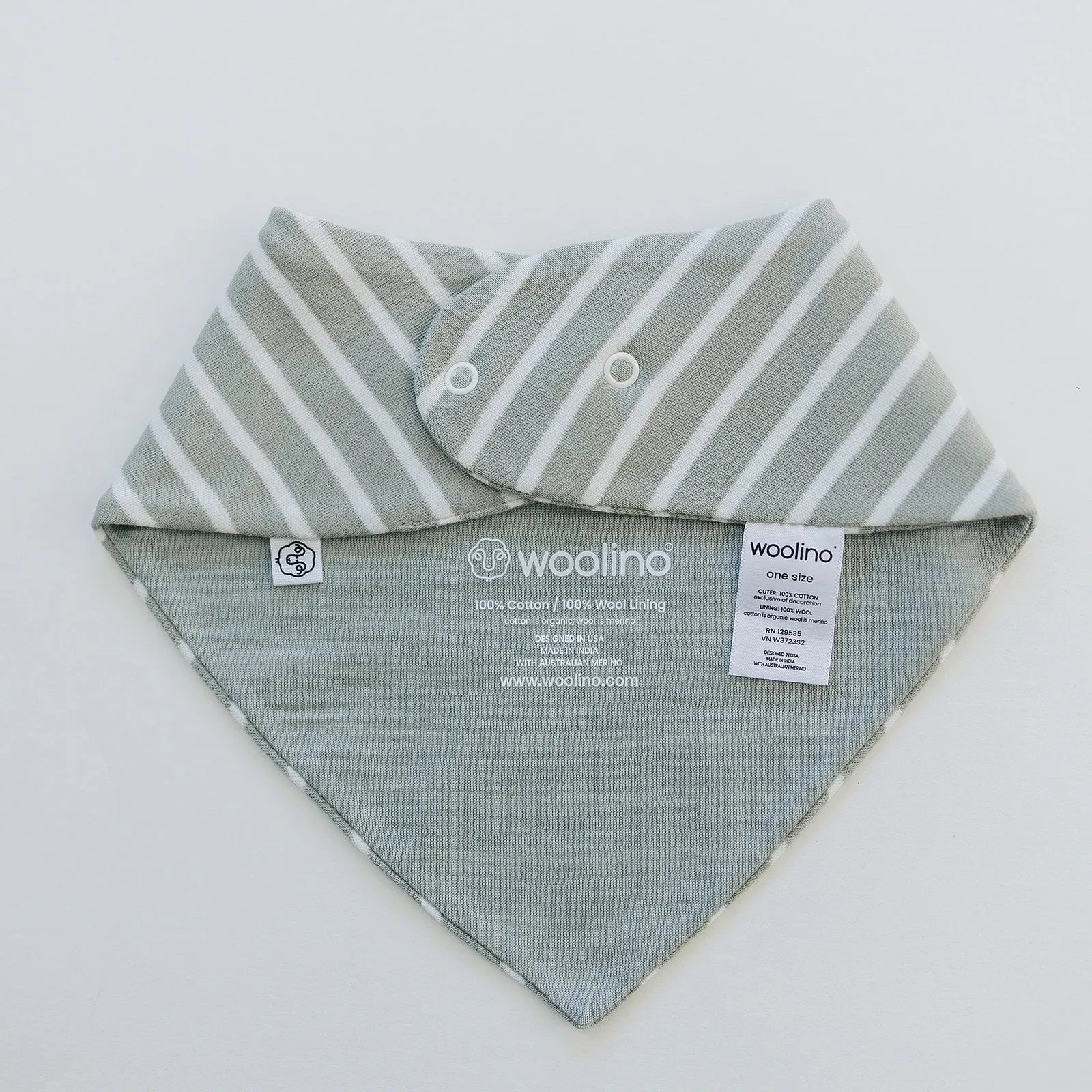 Bandana Bib Set, Merino Wool & Organic Cotton, Set of 2, Birch Gray