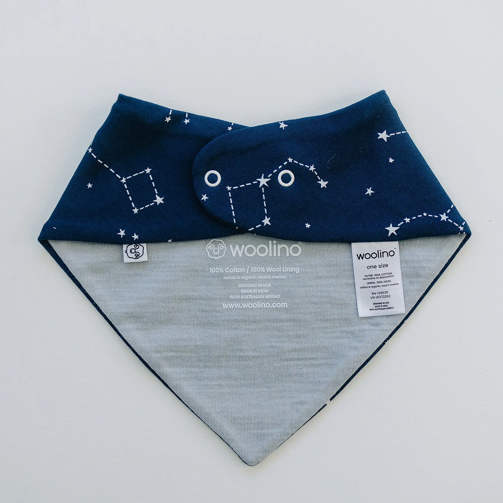 Bandana Bib Set, Merino Wool & Organic Cotton, Set of 2, Night Sky™