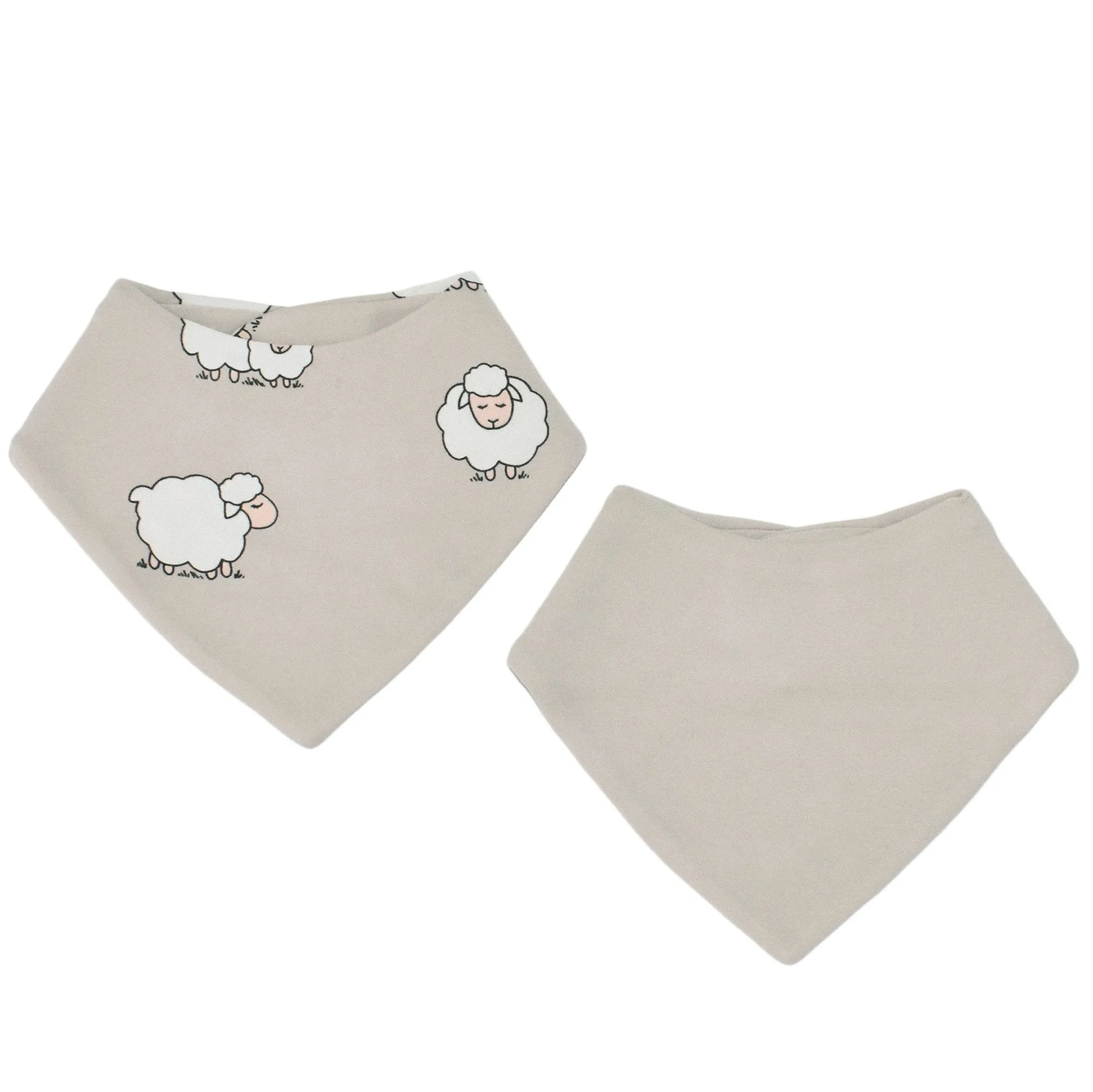 Bandana Bib Set, Merino Wool & Organic Cotton, Set of 2, Sheep