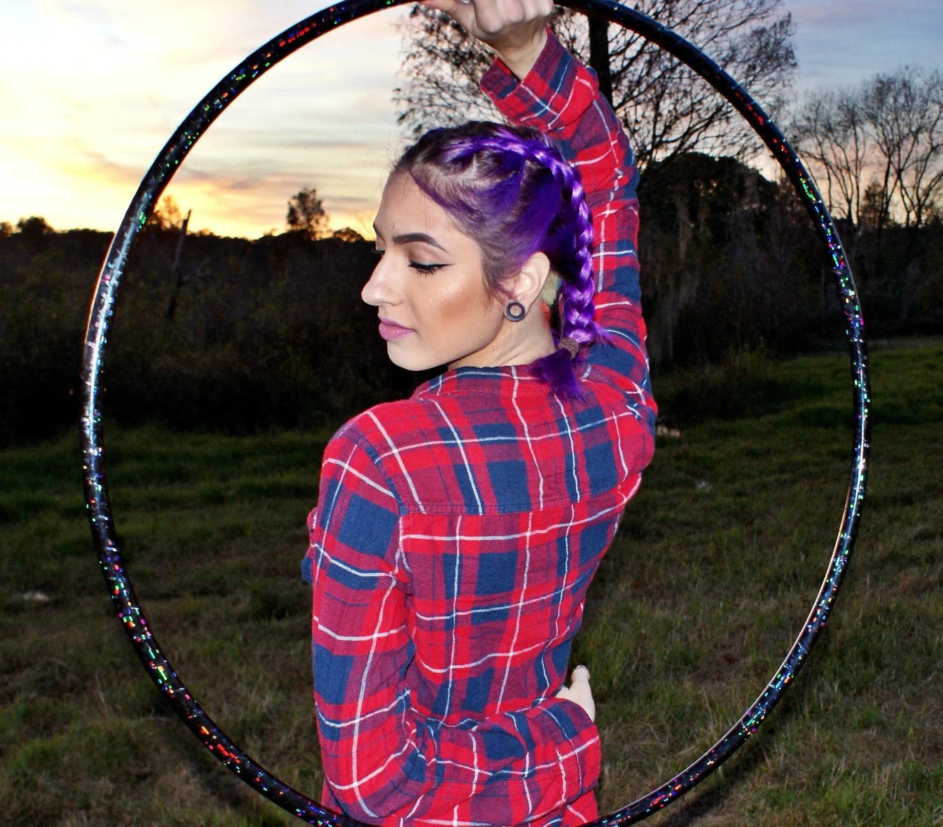 Black Goth Unicorn Glitter Taped Hula Hoop