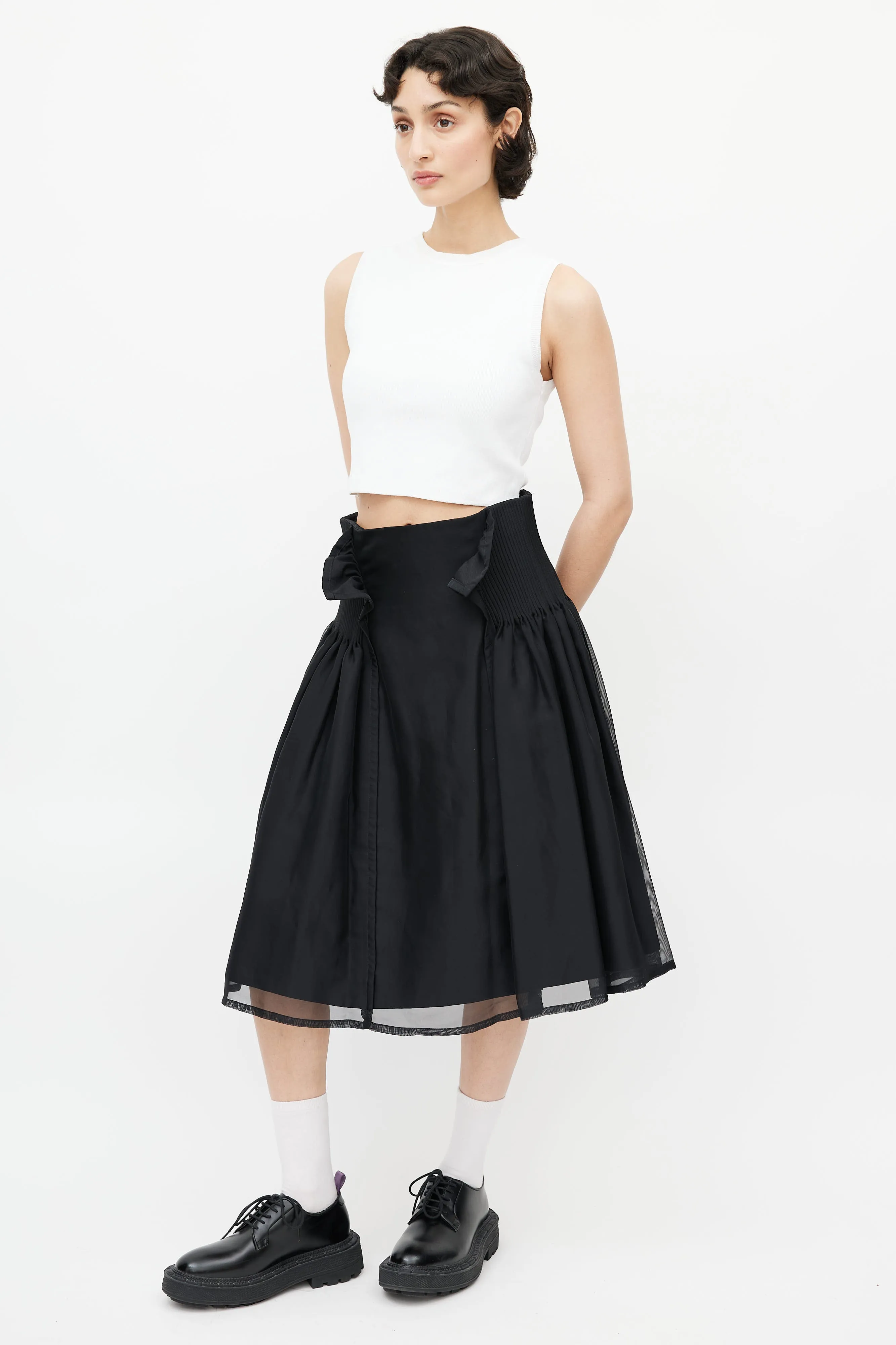 Black Pleated Overlay Skirt