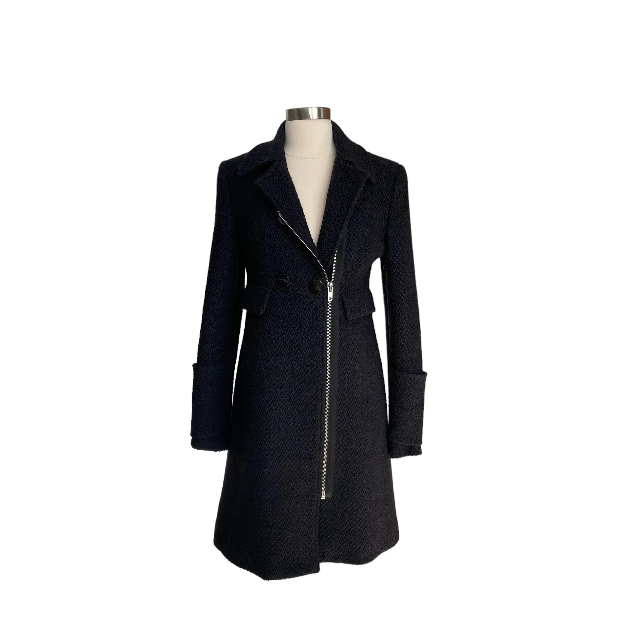 Black Tweed Coat - L