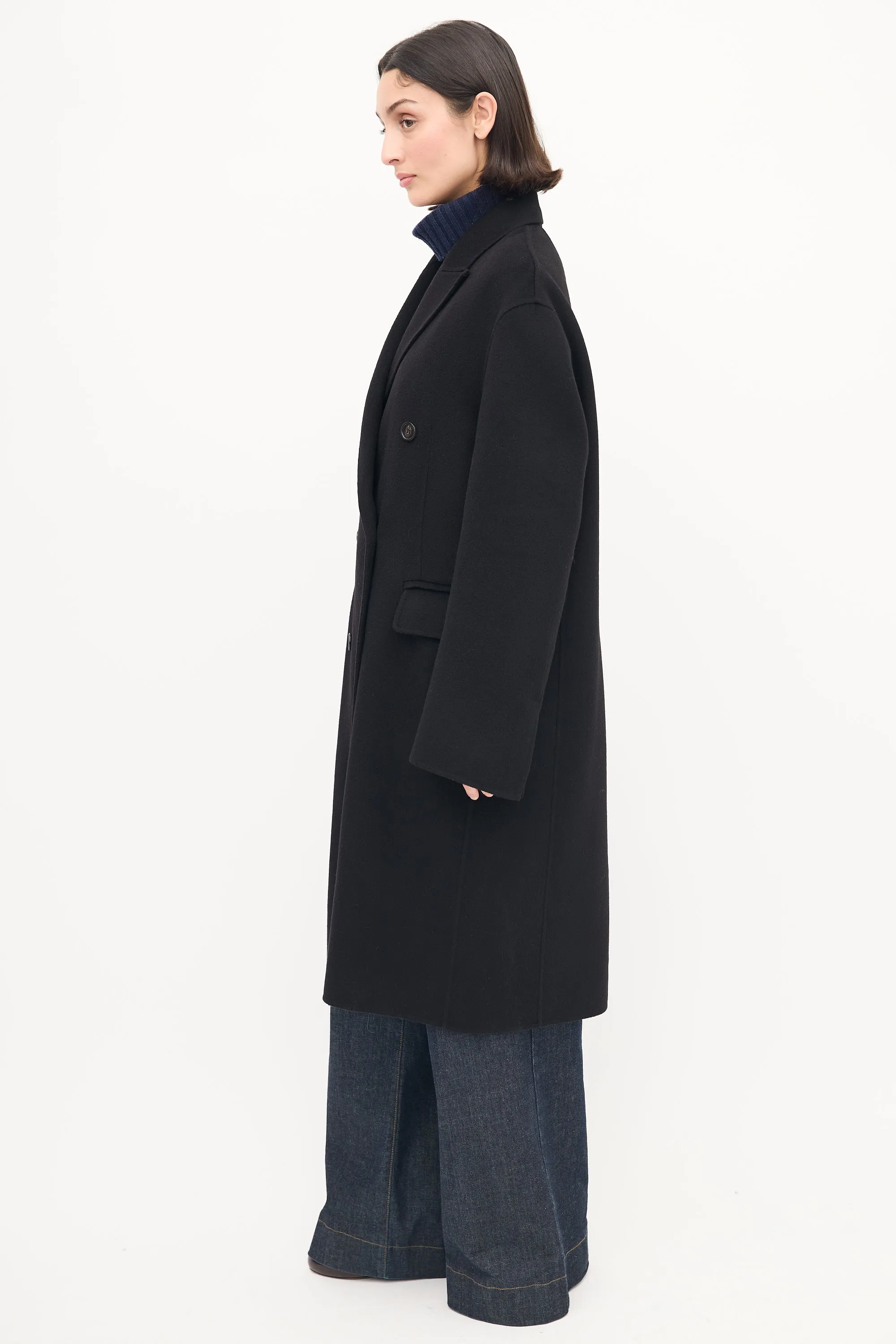 Black Wool Carles Double Face Coat