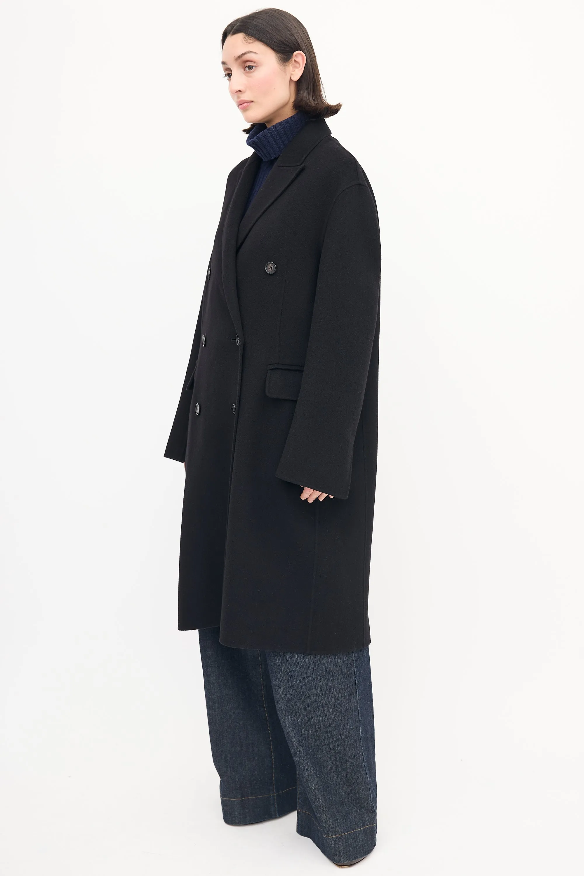 Black Wool Carles Double Face Coat