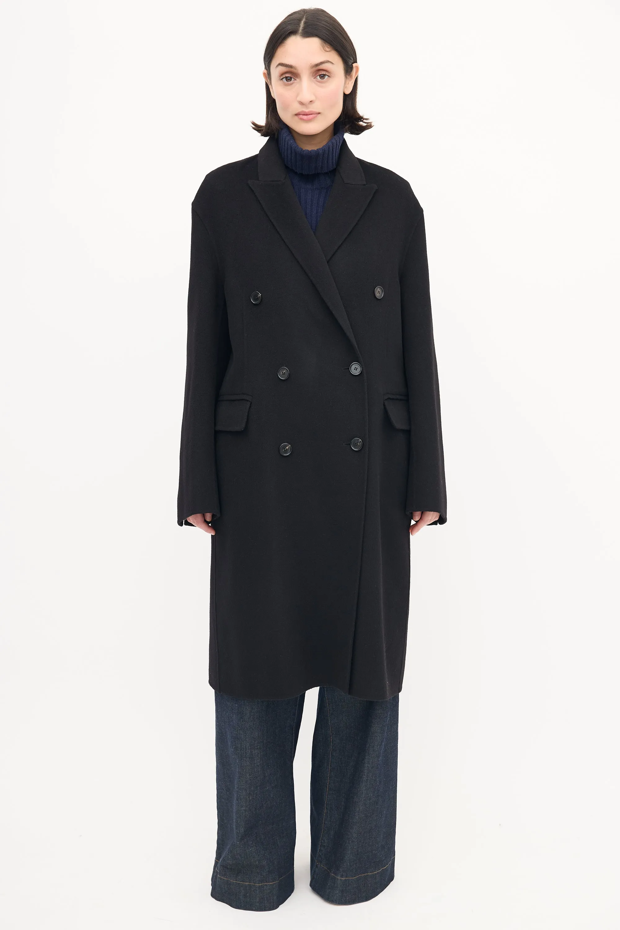 Black Wool Carles Double Face Coat