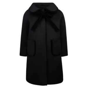 Black Wool with Velvet Detail Dressy Coat