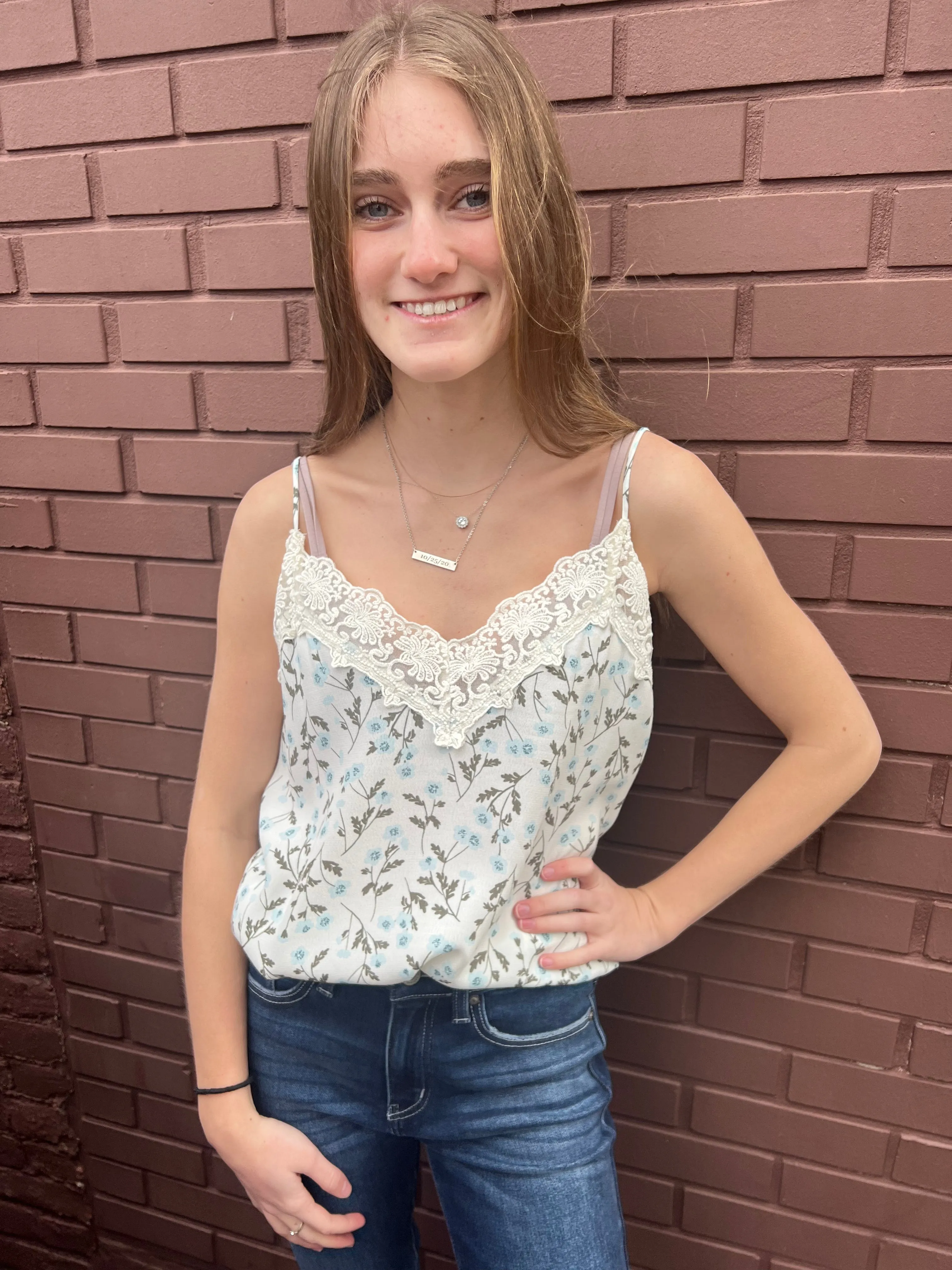 Blue Skies Ahead Tank Top - Ivory