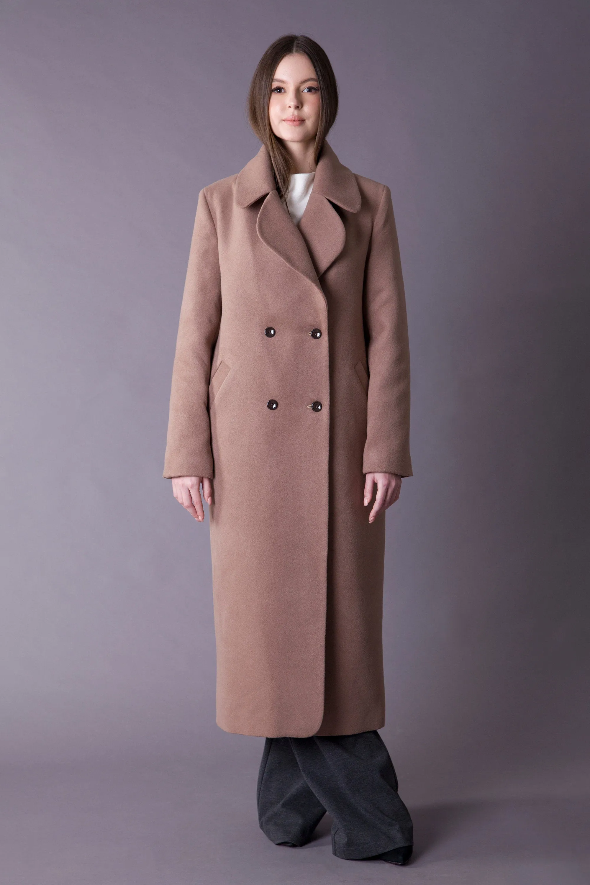 Brown full length winter coat