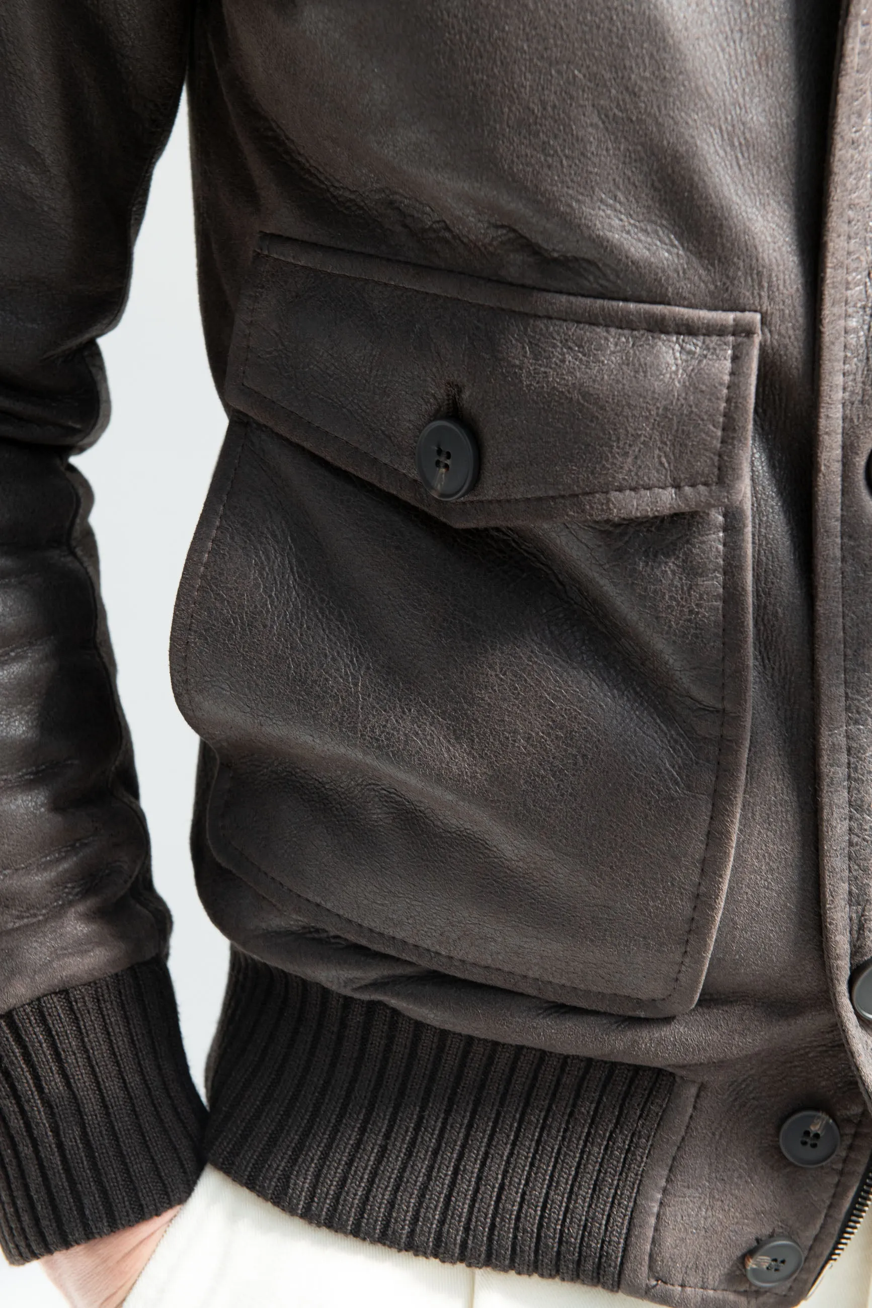 Brown leather bomber – Made in Italy