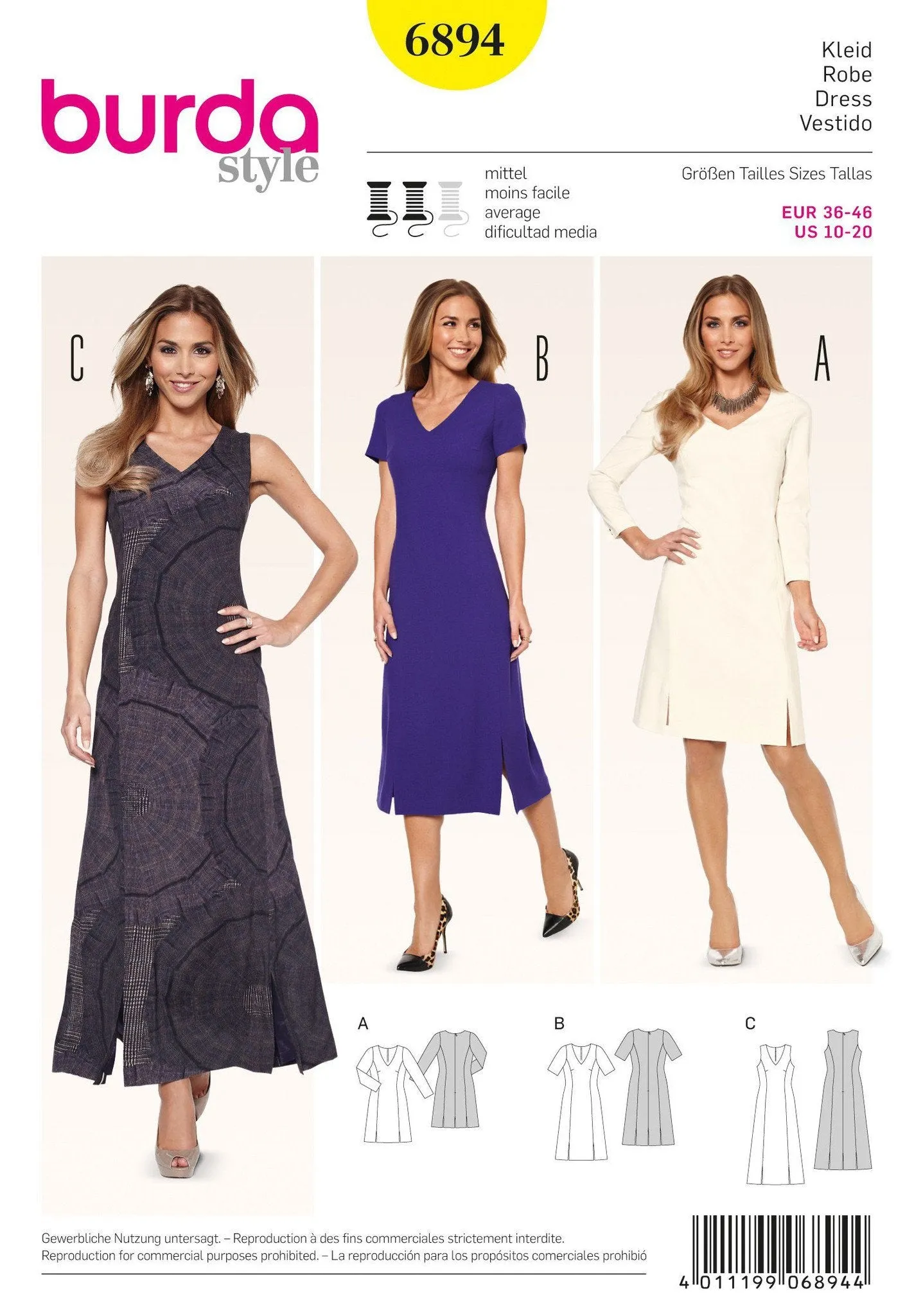 Burda 6894 Misses Dress Pattern